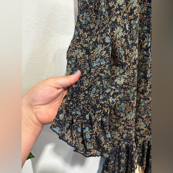 Free People Feeling Groovy Border Midi Dress – Dark Blue Boho Floral - Picture 6 of 8